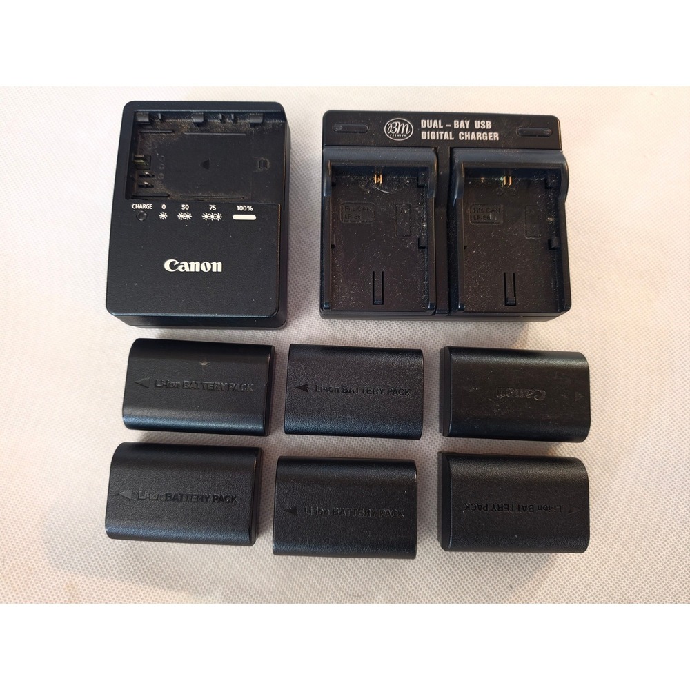 Canon LP-E6 Battery Bundle LC-E6 Charger BM Premium Dual Charger 6 Batteries